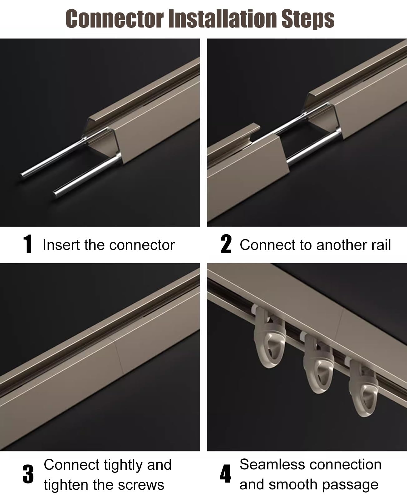 Aain Rail coulissant pour rail coulissant pour salle de douche ains 4,7 m Champagne