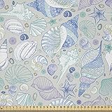 ABAKUHAUS Conchas Tela por Metro, Seaurchin Y Estrellas De Mar, Microfibra Decorativa para Artes y Manualidades, 1M (230x100cm), Multicolor