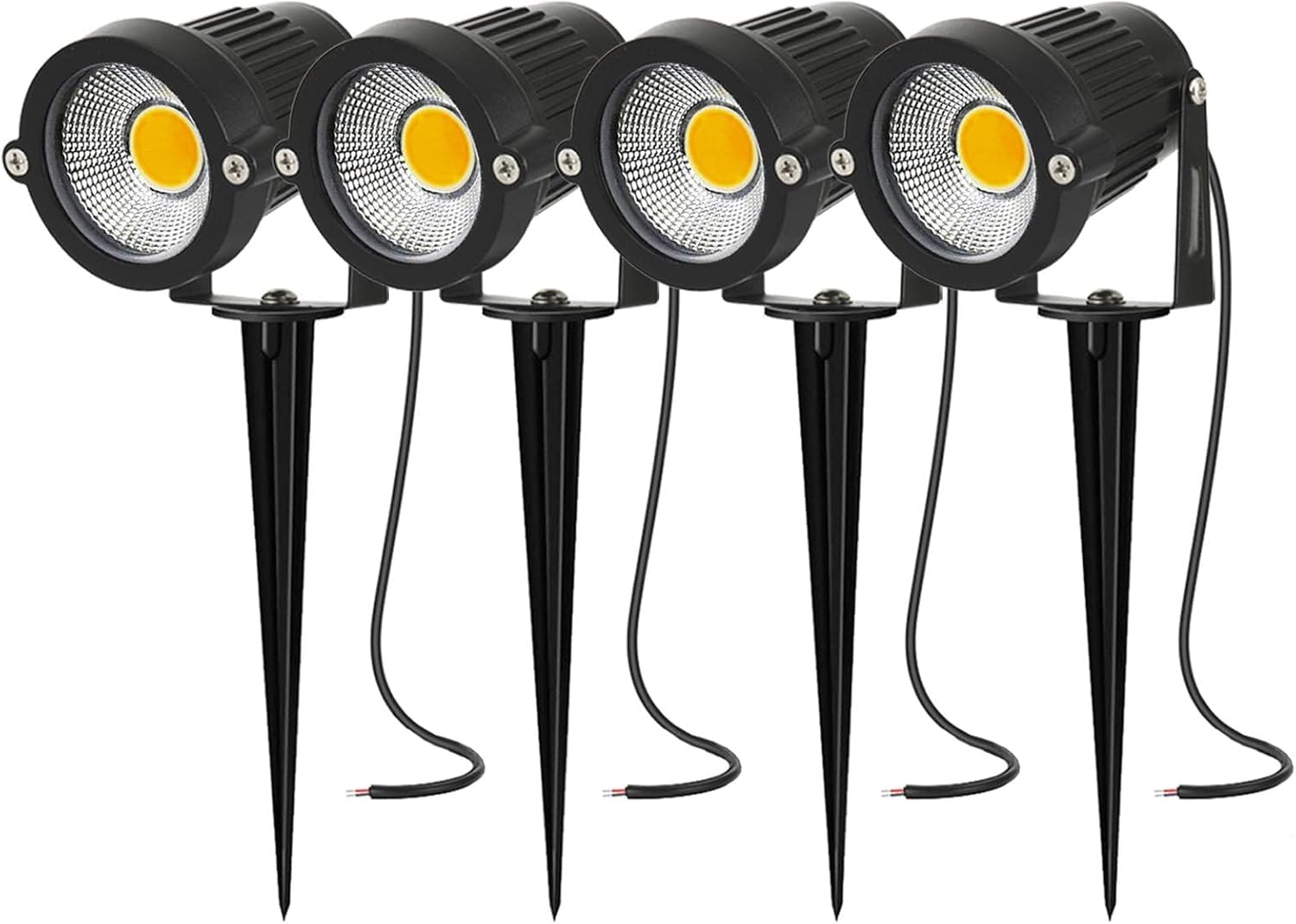 bettght Outdoor Garden Spot Lights 350LM Outdoor Spike Lights Mains Powered LED Landscape Spotlights 5W 12V 24V IP66 Waterproof Light for Pathway Lawn Patio Backyard Warm White(White,4)