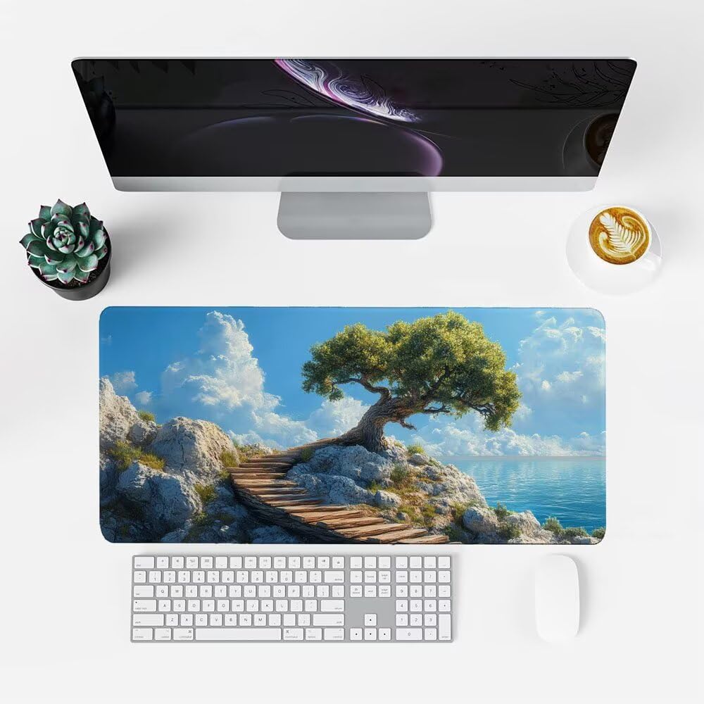 Podkładka pod mysz Drzewa Podkładka pod mysz 1000x400x3mm Niebieska Mata do gier Desk Mat, Ochraniacz na biurko, Akcesoria do gier, Poprawa dokładności i szybkości, dla PC Gamer, Laptop, Biuro, f-388