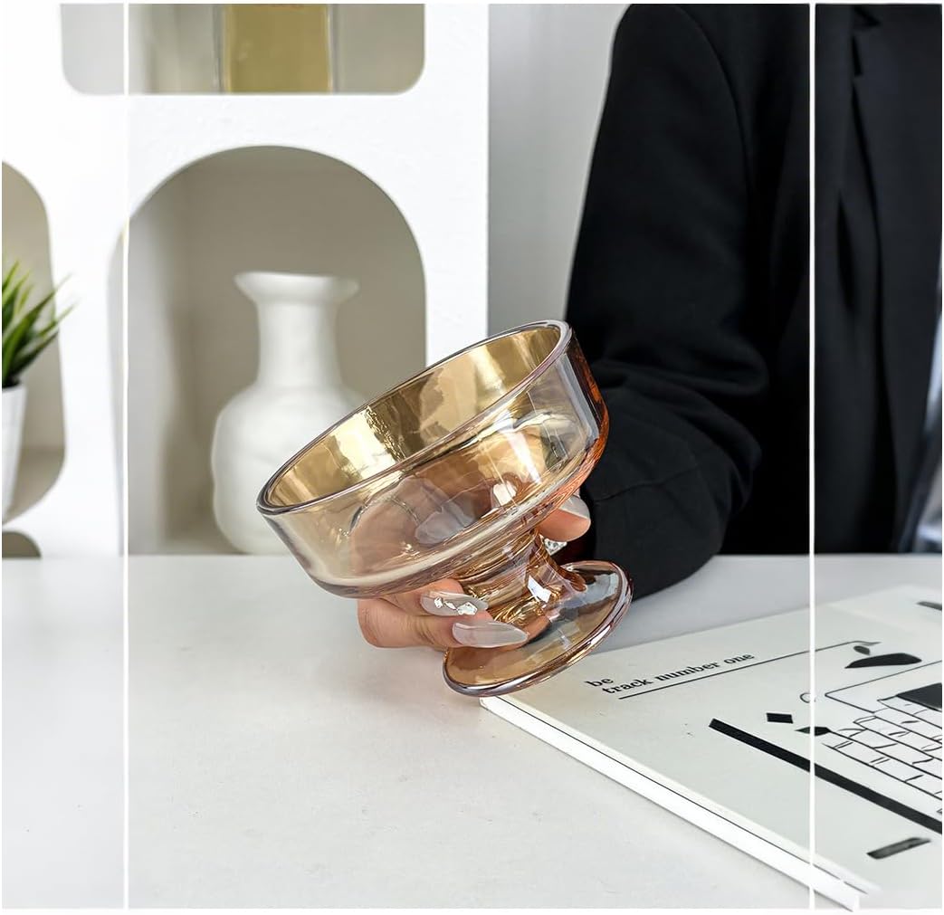 6-Piece Mini Footed Glass Ice Cream Bowls Versatile Dessert Bowls and Cups Suitable for Party Scenarios Such as Desserts Fruits Nuts Cocktails 6.3 oz (amber) - Image 4