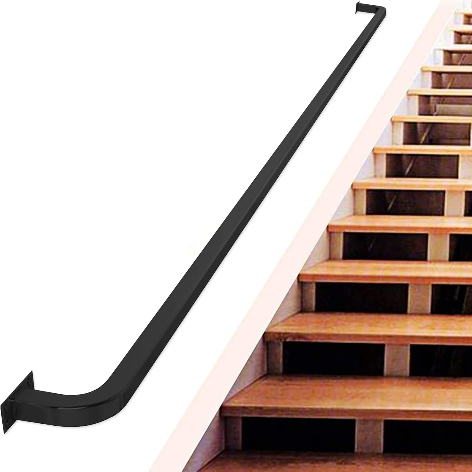 Tube carré en métal pour escalier intérieur et extérieur noir 2m 3m 4m