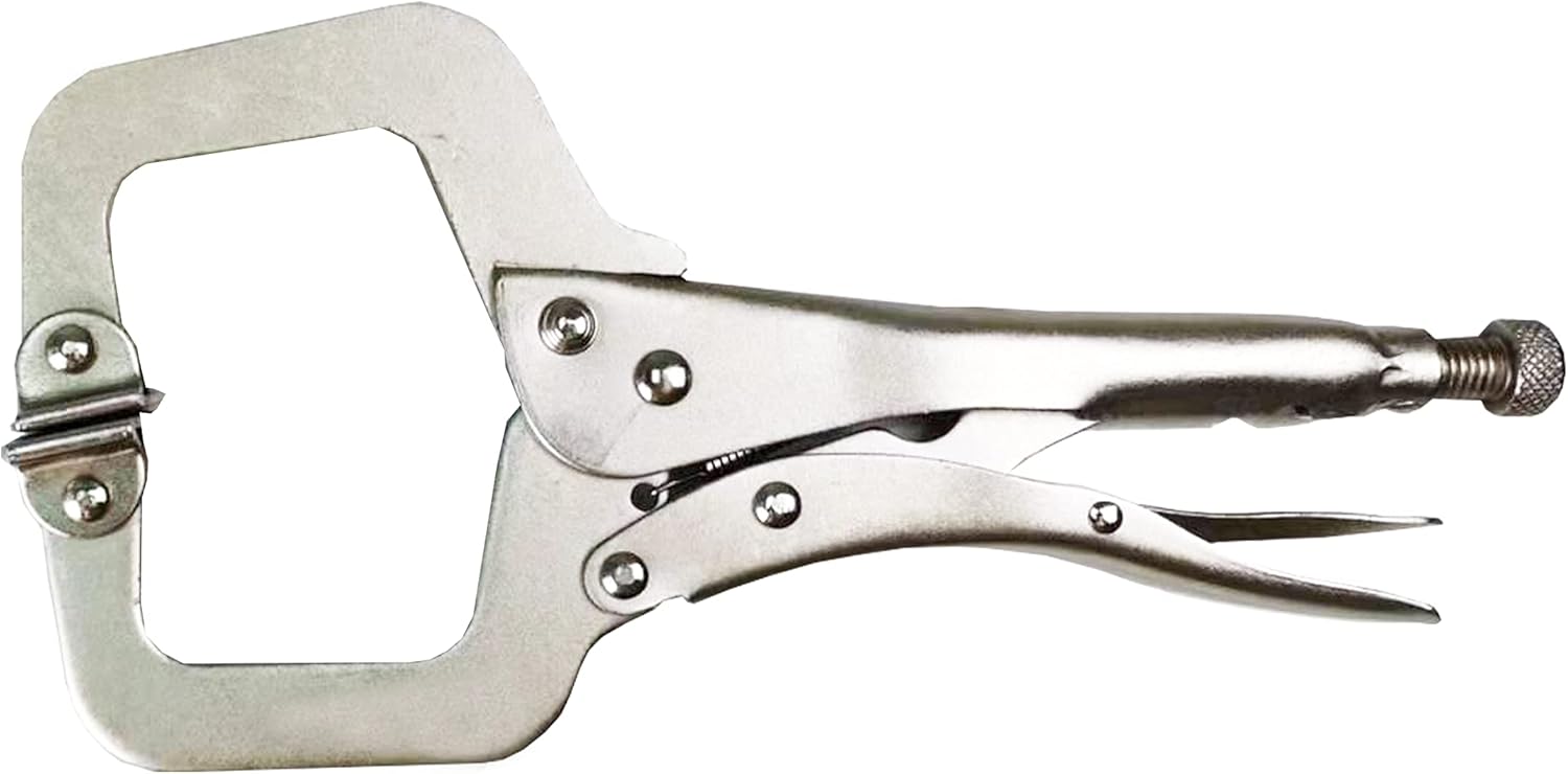 HFS (R) 11-Inch Swivel Pad Locking C-Clamp Locking Pliers (10 pcs) - Heavy-Duty Heat-Treated Steel with Nickel Plating