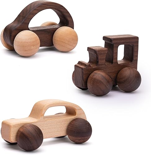 3 juguetes de madera para bebés, juguetes de agarre para bebés, juguetes Montessori, vehículos de juguete de madera, #2