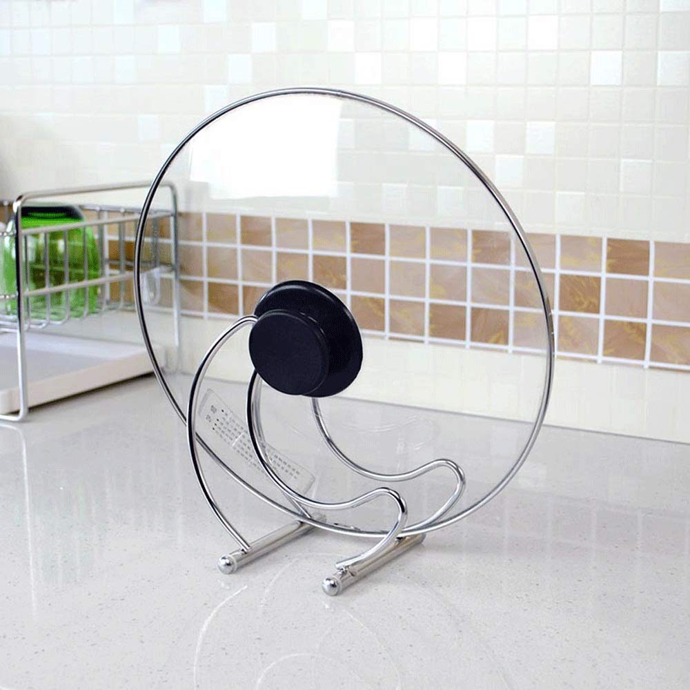 ZYL-YL Pan Lid Holder Single Compartment Pot Lid Rack Sitting Type 304 Stainless Steel Cutting Board Rack Dual-use Kitchen Storage Pot & Pan Racks (Color : Silver, Size : 15×11×14.7cm)