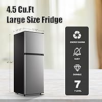 Vista 3 de WANAI Classic Retro Compact Refrigerator 4.5 Cu.Ft - 2 Door Mini Fridge With Adjustable Removable Glass Shelves - Suitable for Dorm, Garage, and
