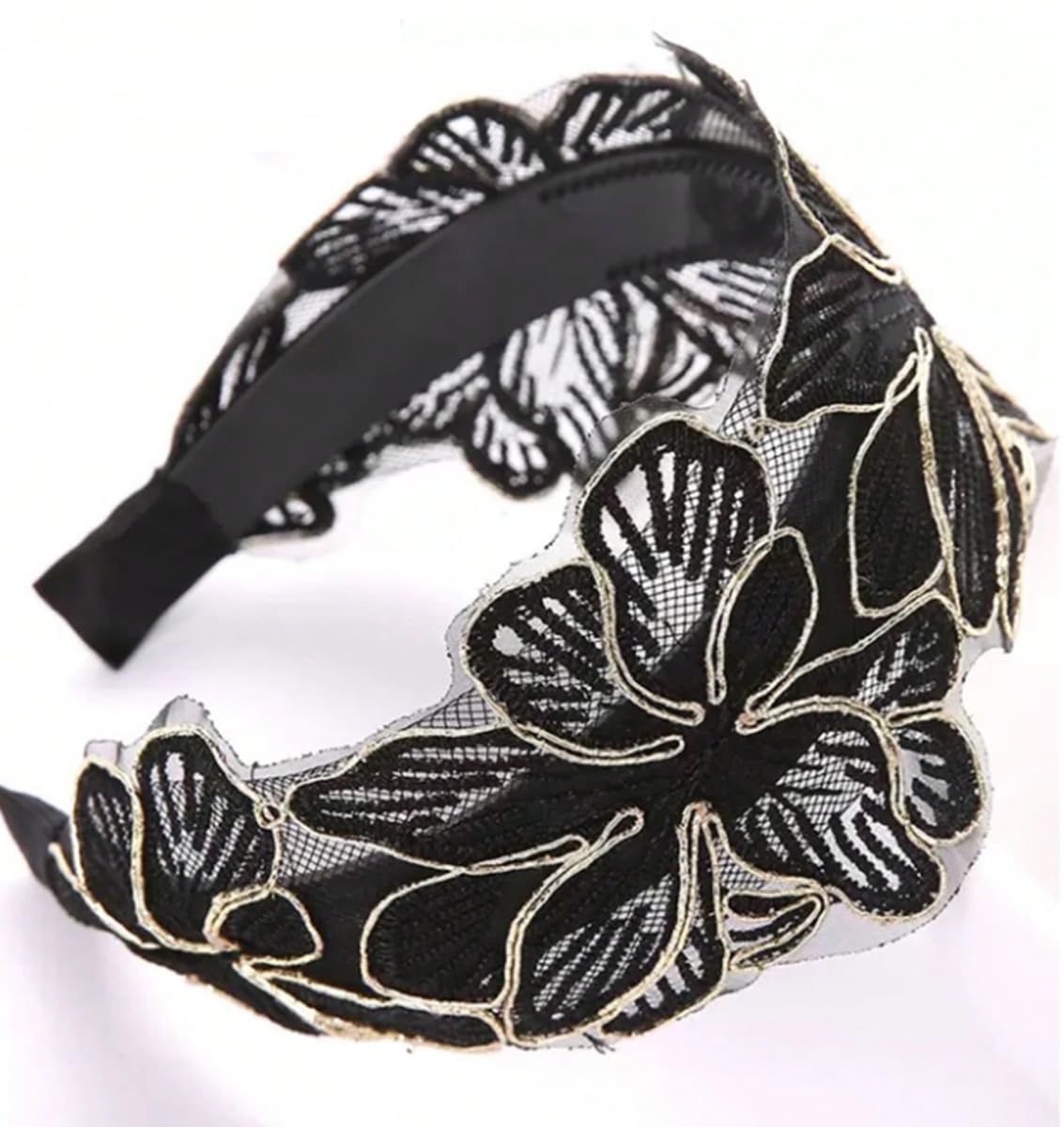Huachi Headbands for Women Elegant 1920s Floral Head Piece, Vintage Gatsby Party Prom Headband Wide Designer Head Band