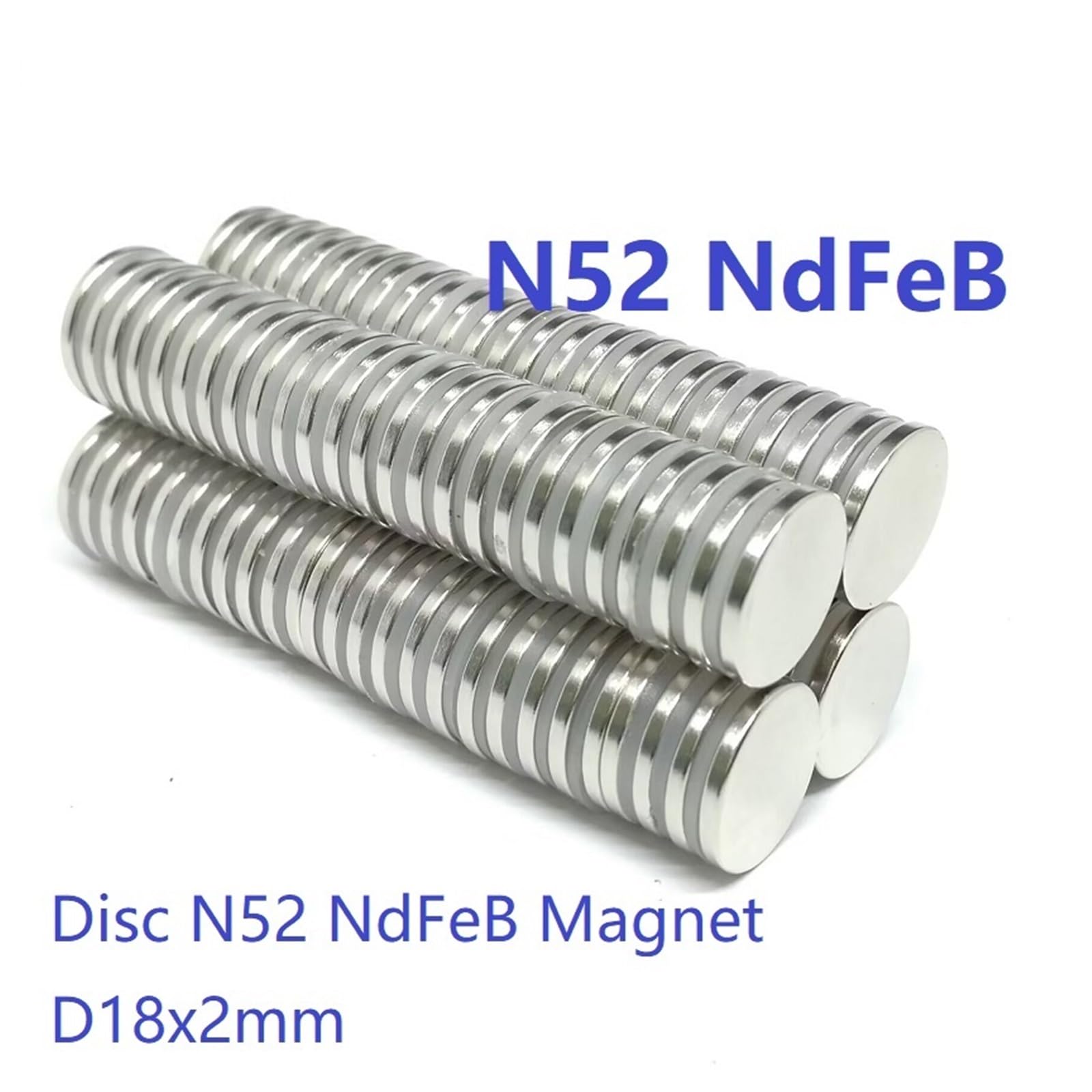 10 50 100 sztuk/partia NdFeB magnes neodymowy, 18 x 2 super mocne, standardowe magnesy ziem rzadkich 18 x 2 (100 sztuk N52 D18 x 2 mm)