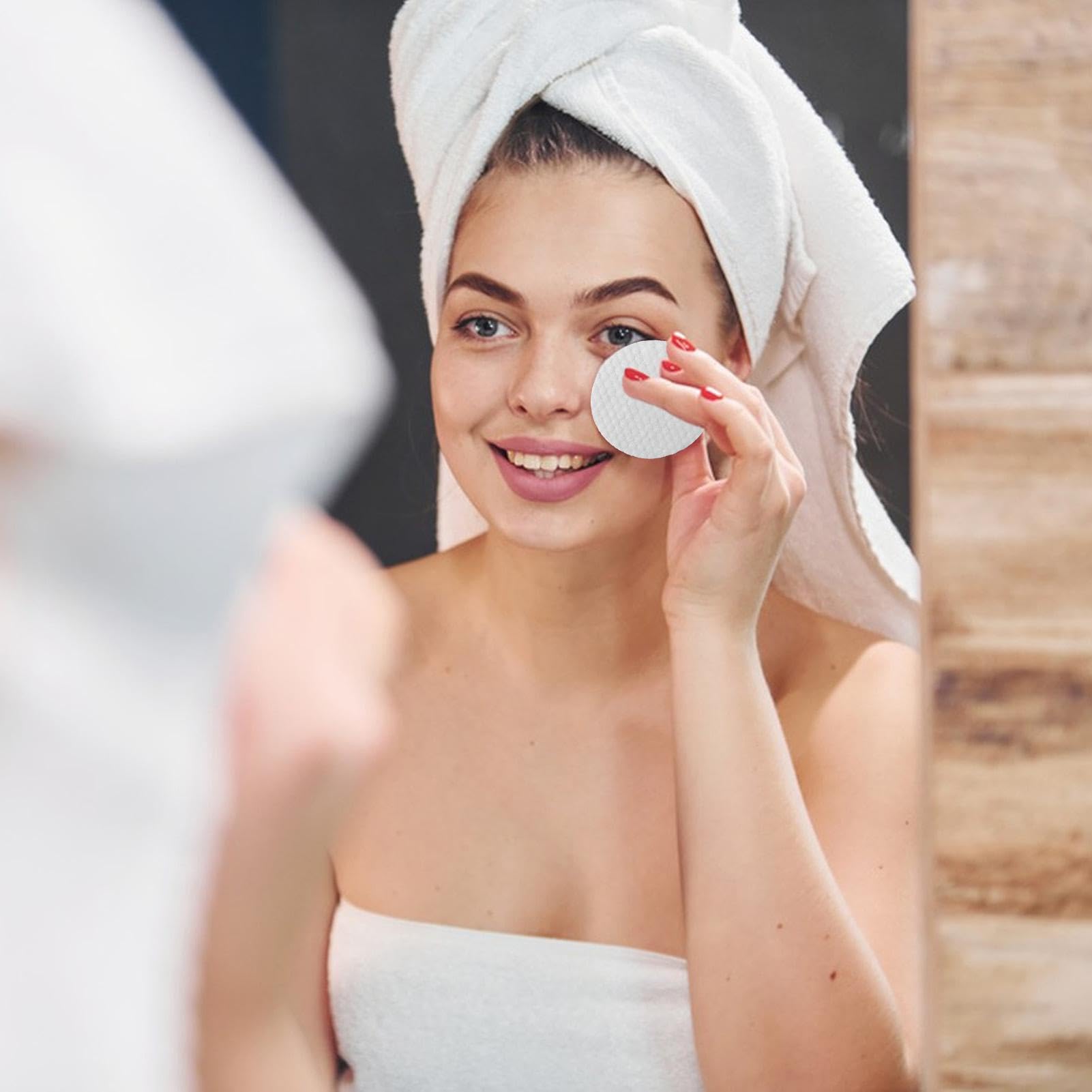 300/600 Pieces Face Pads Cleansing Cotton, Cotton Rounds Facial Pads - Natural Soft Facial Rounds for All Skin Types Travel Friendly Reusable Gentle Daily Care - 3