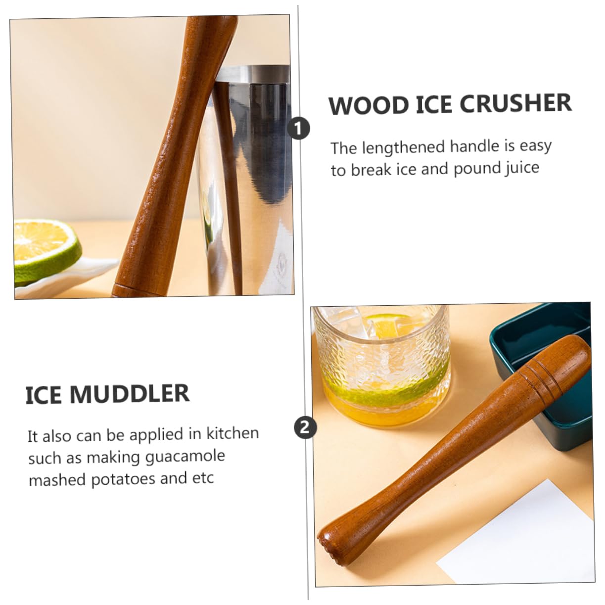 Cabilock Black Muddler Cocktail Muddler for Mocktail Mixers Wooden Spice Wood Pestle