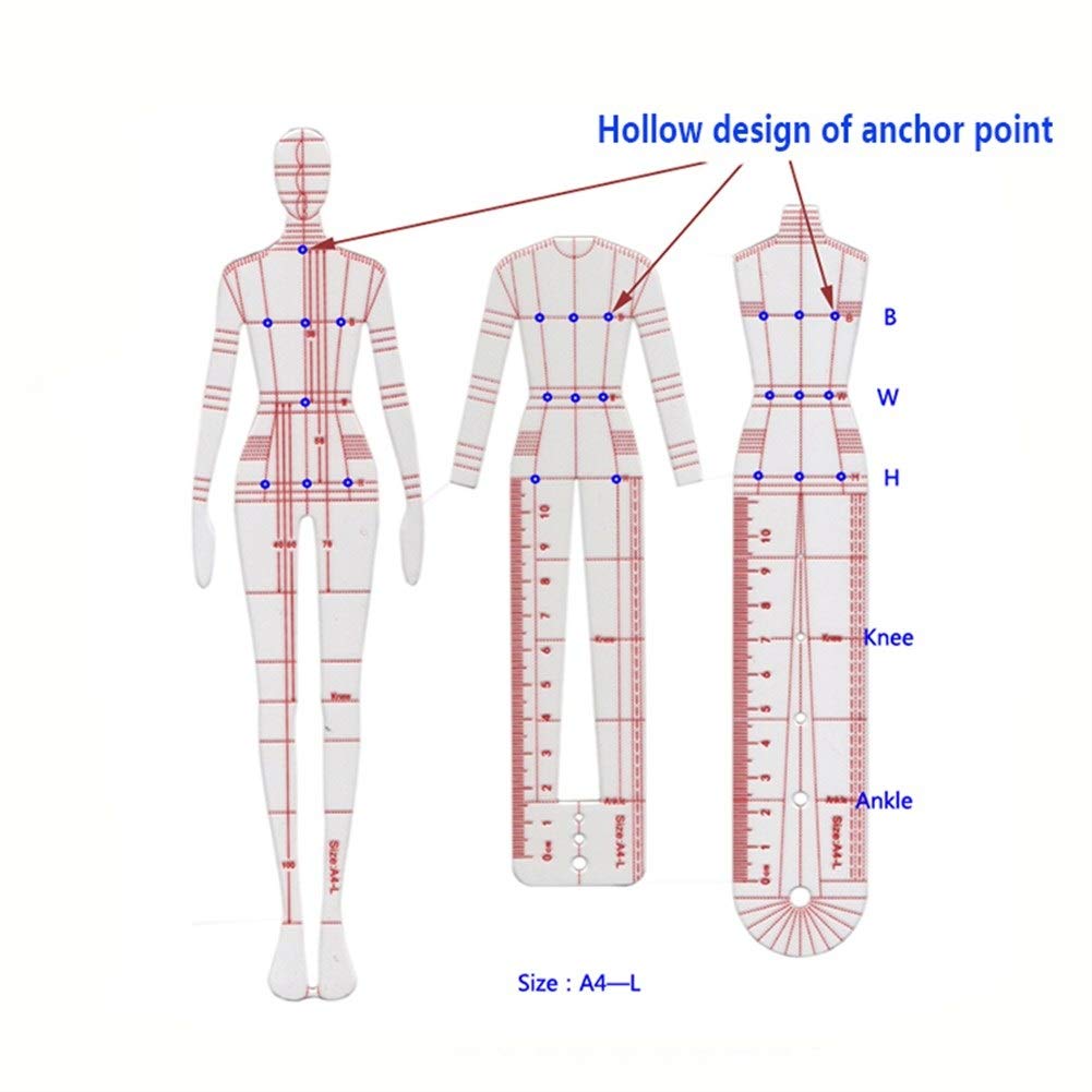 Regla MéTrica de PláStico Ropa Humanoide Patrón de Medición Reglas Diseño de Ropa de Moda Herramientas Dibujadas a Mano Herramientas de Costura Artesanales de Medición de Ropa Reglas de Costura
