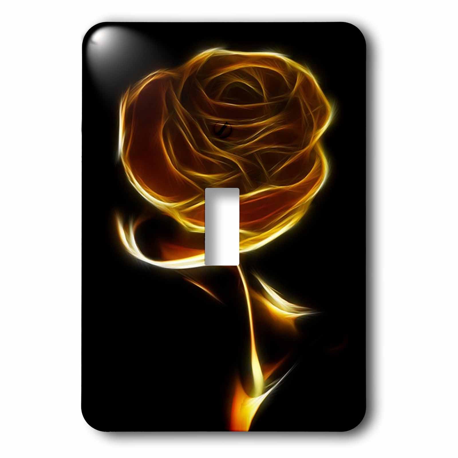 Interrupteur à bascule imprimé rose doré sur fond noir multicolore 3dRose lsp_182413_1