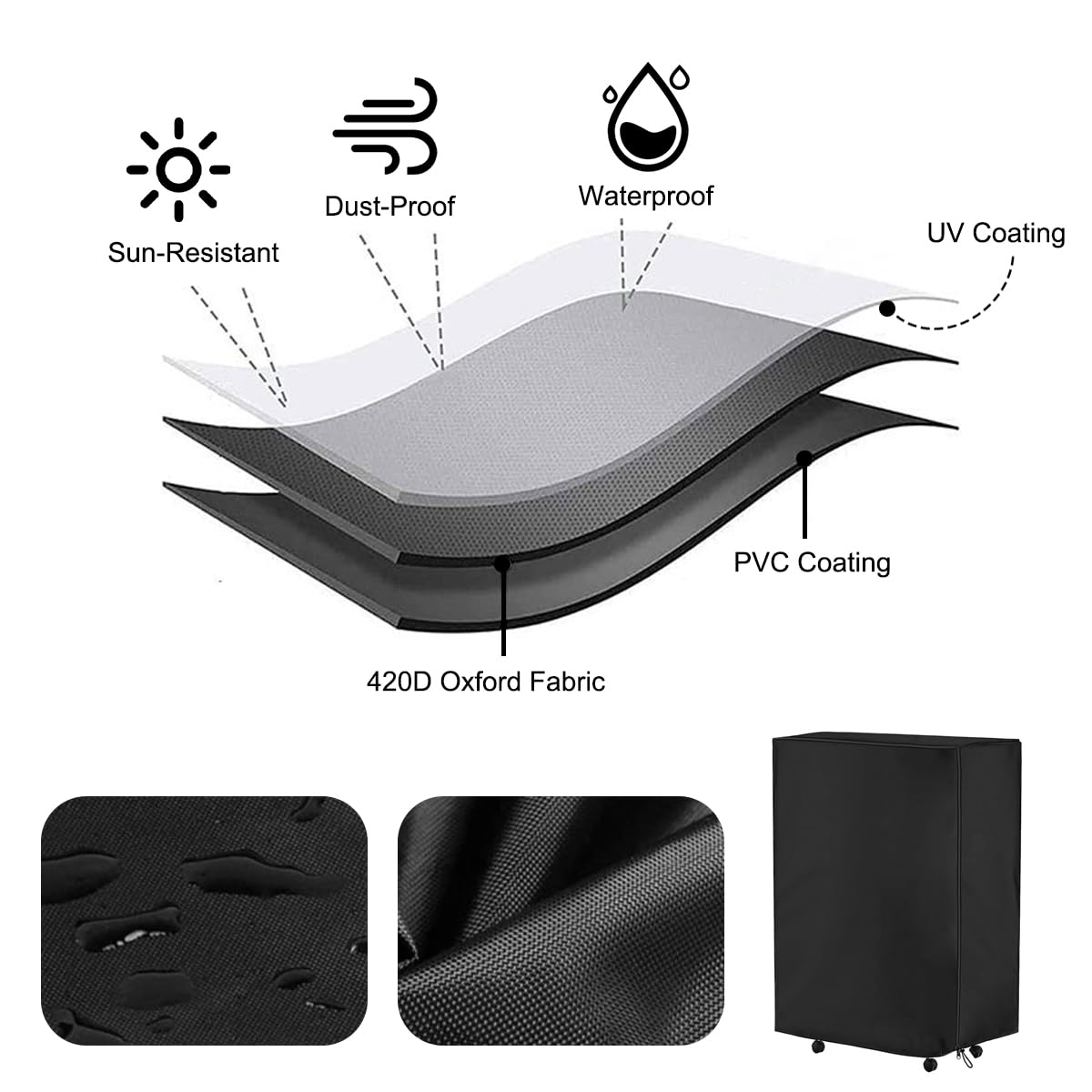 Copertura Antipolvere Per Letto Pieghevole, 99 x 38 x 114cm Copertura Per Sedie Pieghevoli, Copertura Per Sedia A Sdraio Da Giardino, Copri Brandina Pieghevole Interni/Esterni, Impermeabile Anti-UV