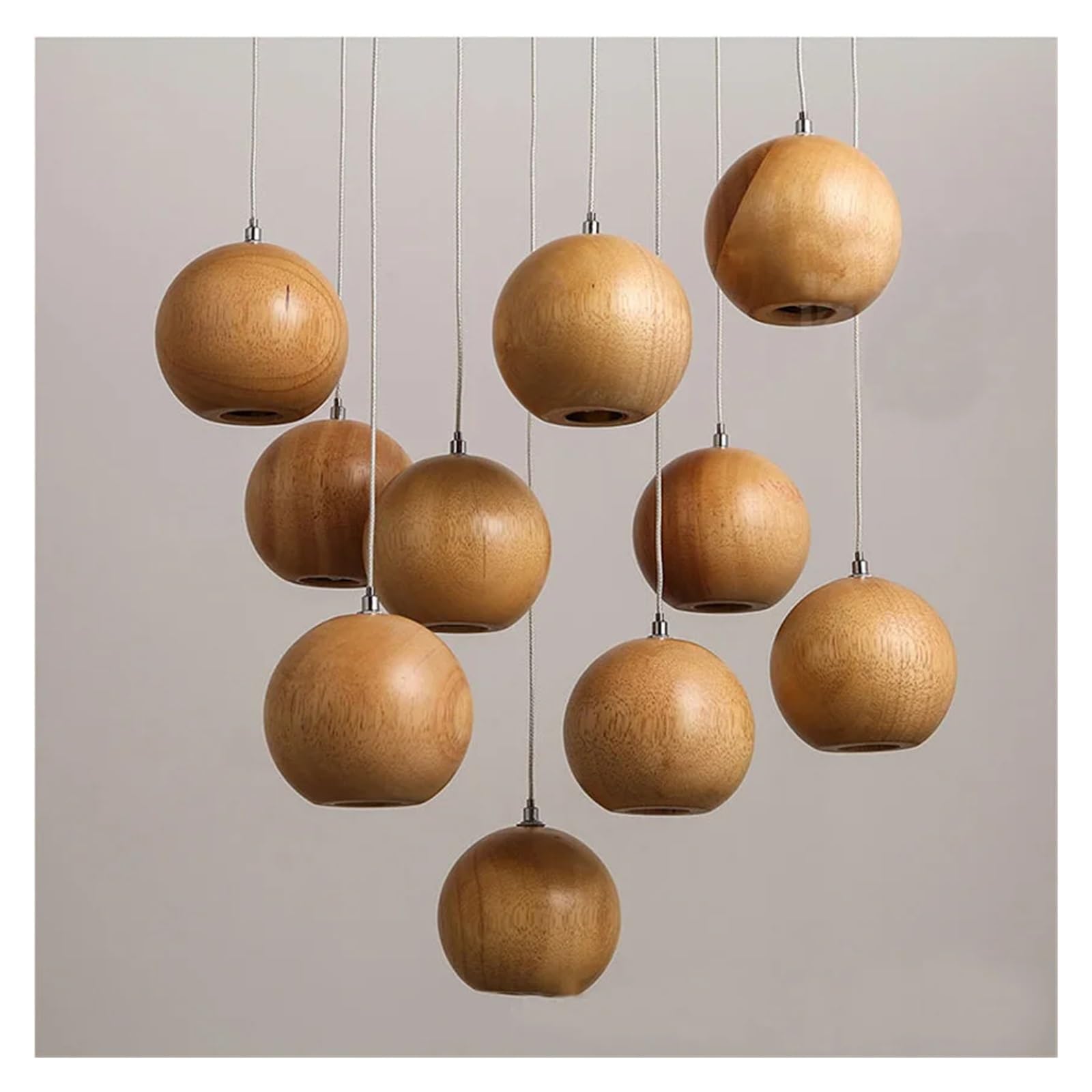 Żyrandol, nowoczesny żyrandol kulowy z litego drewna do jadalni/salonu 7/10 głowic V-intage lampa wisząca do sufitu LED przedpokoju/restauracji (10 głowic z drewna) Beauty Comes