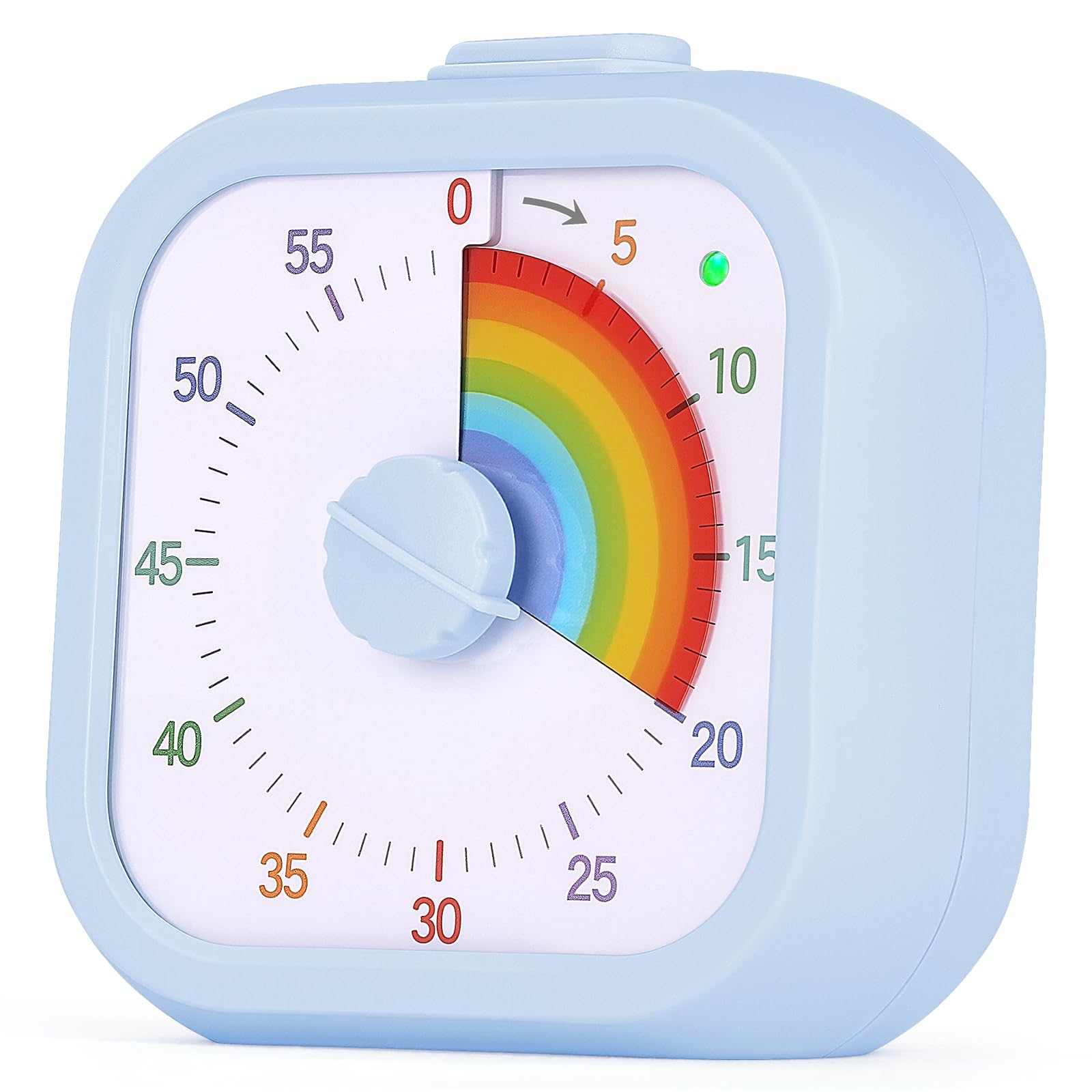 AOOSU Visual Timer for Kids, 60 Minute Visual Countdown Timer for Classroom Teaching Cooking, Kids Time Management Tools with Silent, Cooking Timers Operation & Rainbow Pattern Design Blue Rainbow