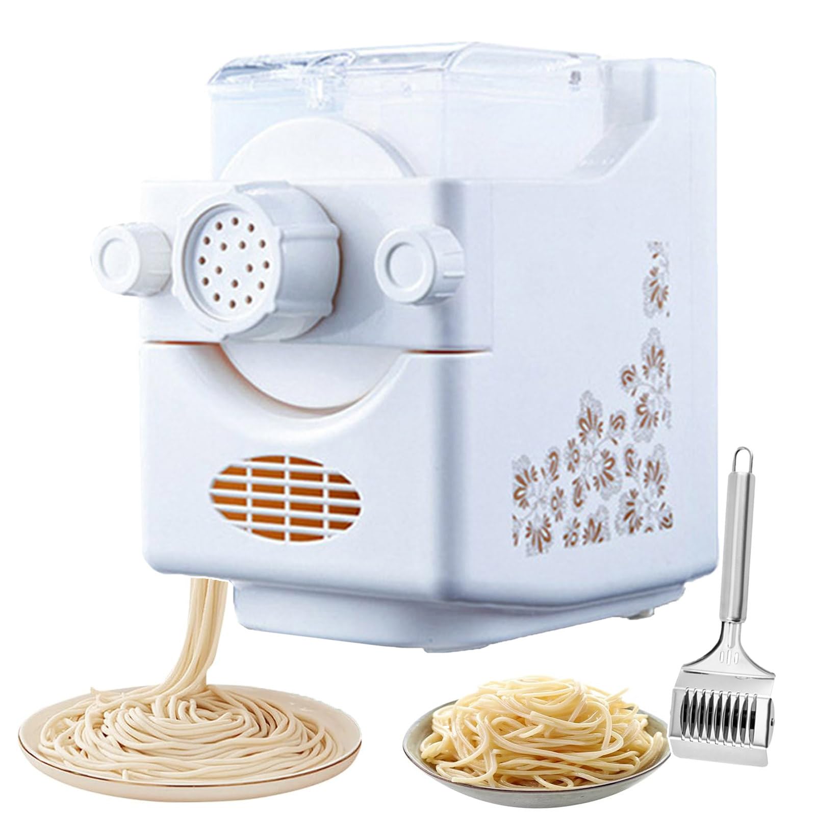 Macchina per Pasta Automatica da 180W, Macchina per Spaghetti da 50-60 Giri/Min, Pressa Elettrica per Pasta con Divisore per Pasta, Macchina per Laminazione di Pasta