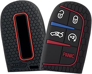 2PCS Key Fob Cover for Jeep & Dodge | Grand Cherokee, Renegade, Charger, Challenger, Dart, Durango, Journey Chrysler 300 keyfob by A.M.E. (Push Button Start Models) (Black 2PCS) (2PCS Black)