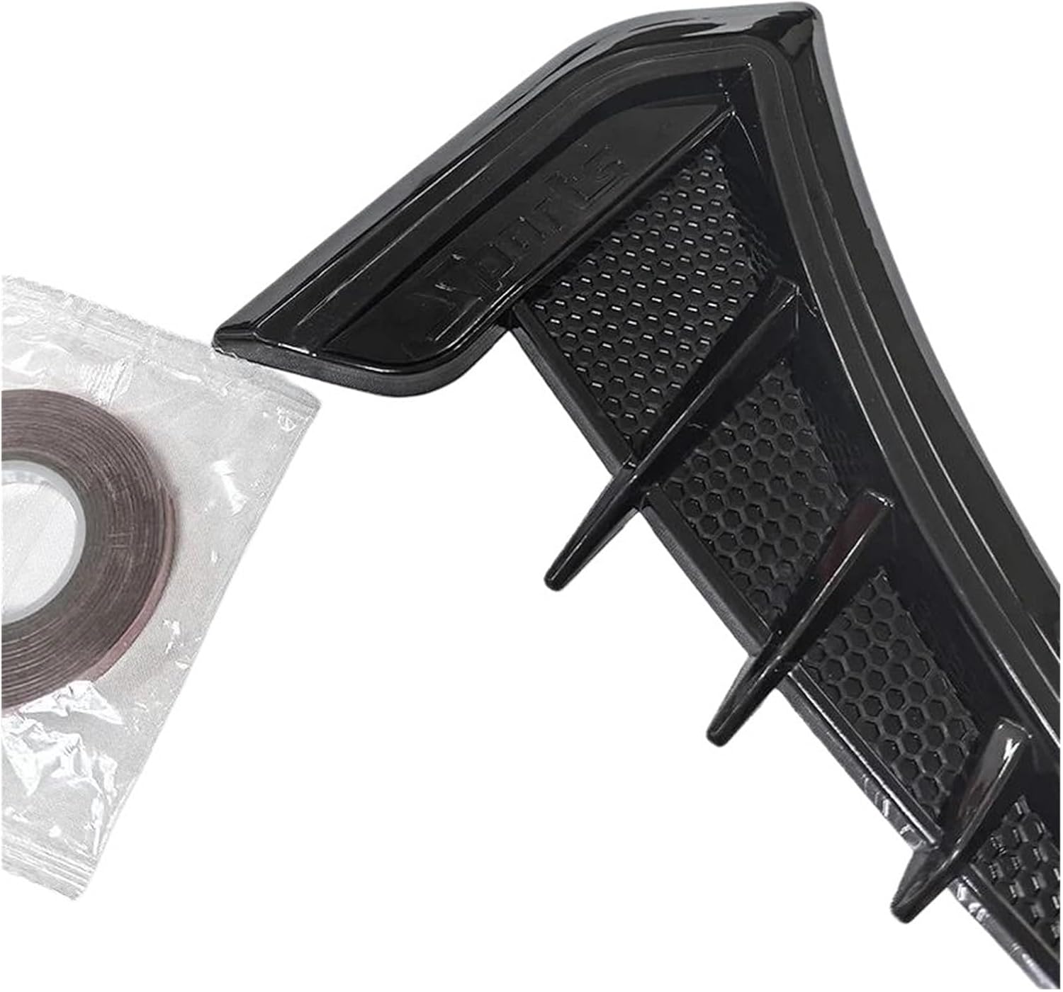 Multipurpose Universal Carbon Fiber Black Car Decorative Cell Air Flow Intake Hood Scoop Bonnet Vent Cover Stickers Decoration(Pair Black) image 3