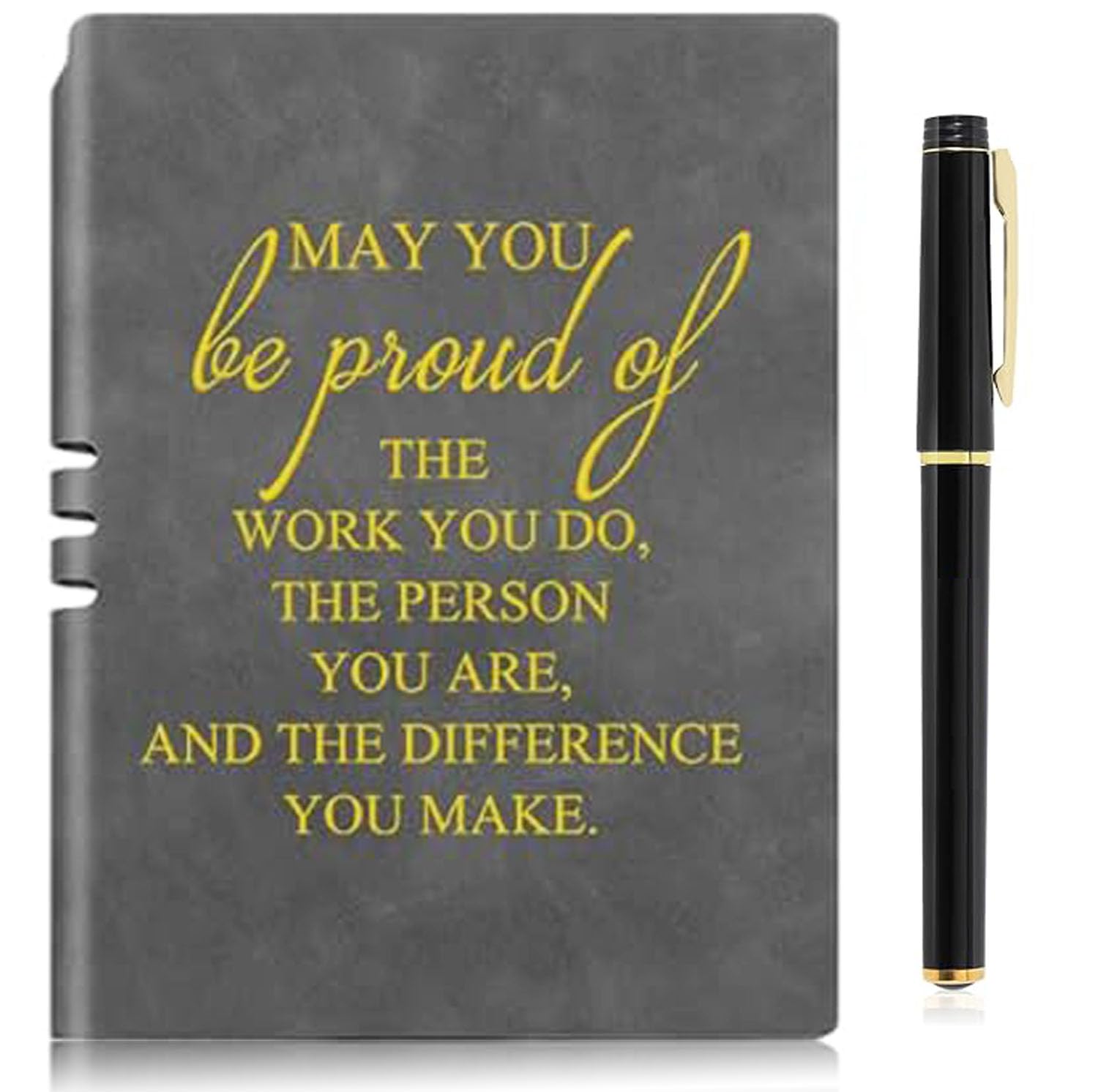 Thank You Gifts For Colleagues Leather Notebook A5,Leaving Gifts For Colleagues Women,Employee Appreciation Teacher Gifts,Team Gifts For Employees Ballpoint Pen Notebook For Coworkers (Grey)