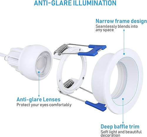 Miniatura 3 de TORCHSTAR 5CCT - Luz LED empotrable con cardán de 2 pulgadas con caja de conexiones, deflector profundo antirreflejo, 8 W CRI90 regulable giratorio