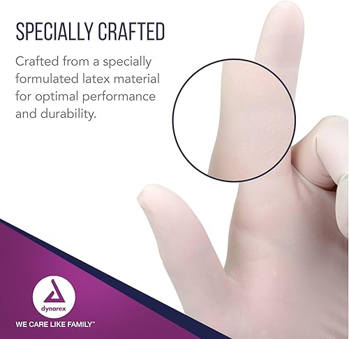 Miniatura 3 de Dynarex Safe-Touch Disposable Latex Exam Gloves, Powder-Free for Healthcare, Industrial and SalonSpa, Bisque, 100 Count (L)