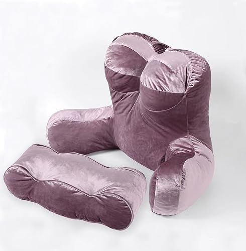 Almohada de lectura para adultos de 31 pulgadas, almohada de respaldo con brazos para sentarse en la cama, sofá, espuma viscoelástica triturada,