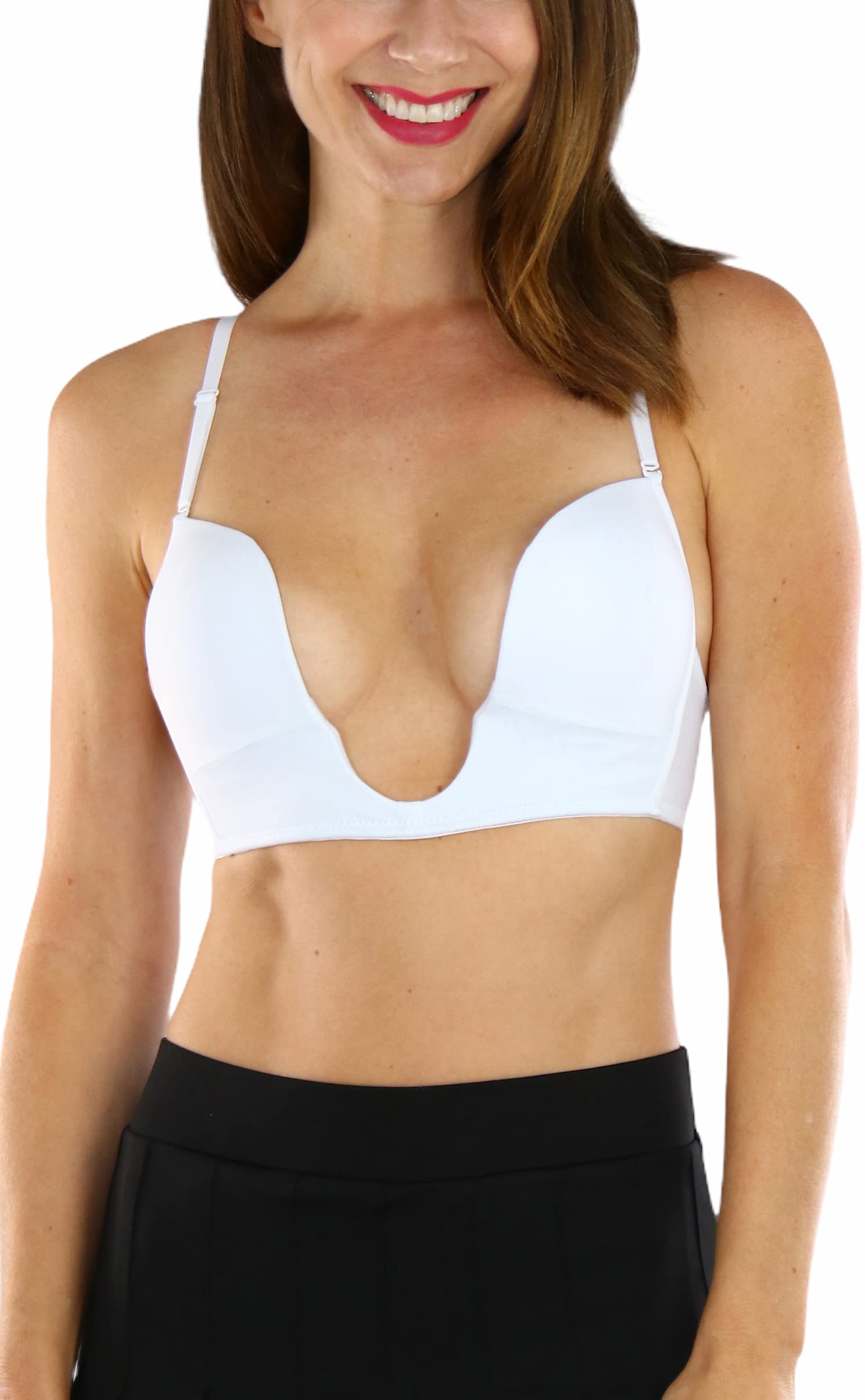 ToBeInStyle Women’s Deep Plunge U-Shaped V-Bra Convertible Supportive w/Padded Cups & Low Open Back