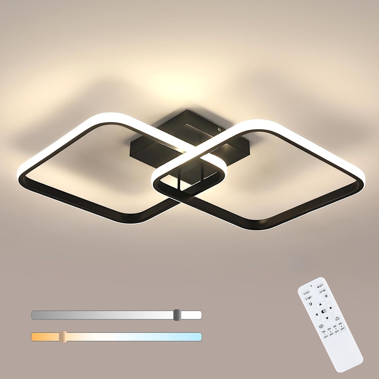 Toolight LED Ceiling Light Bedroom Modern, 42 W 4500 K Neutral White Ra80 Ceiling Light, 2 Circles Aluminium Ceiling Light, Round, Diameter 55 cm, for Living Room, Kitchen, Dining Room, Hallway