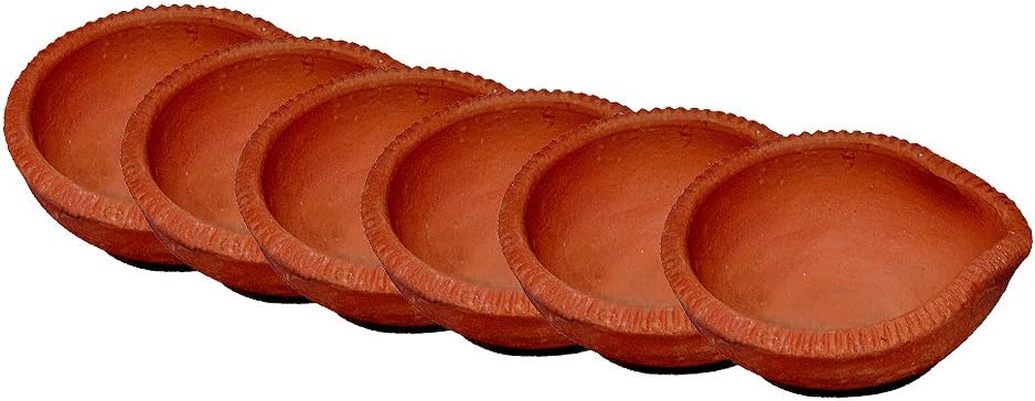 SHRIYAM CRAFT Eco Haat Earthen Clay/Terracotta Traditional Handmade Decorative Diwali Diya/Oil Lamps - Set of 21