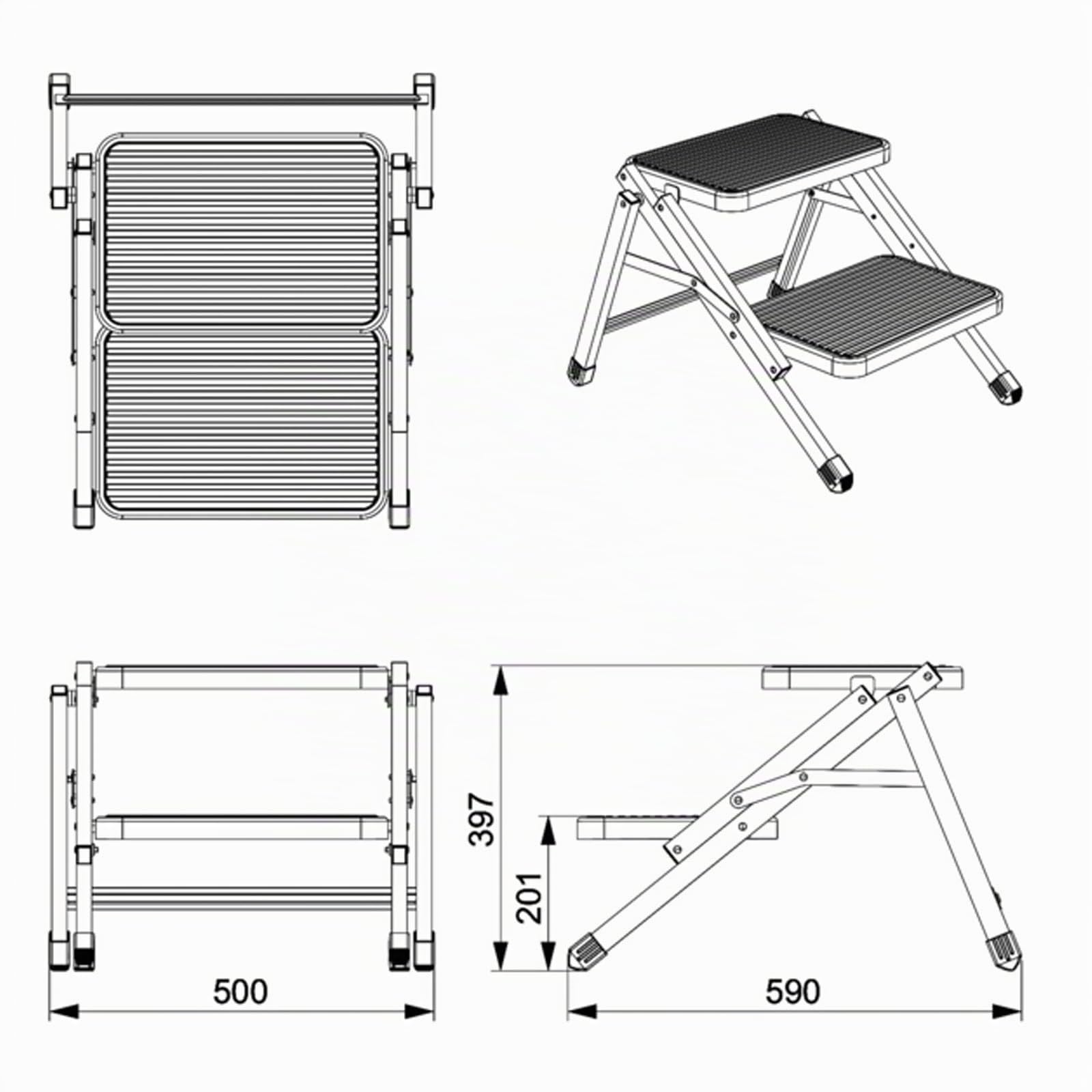 Carbest Escalón doble plegable para camping, caravana o autocaravana, plegable, hasta 150 kg, 181421699
