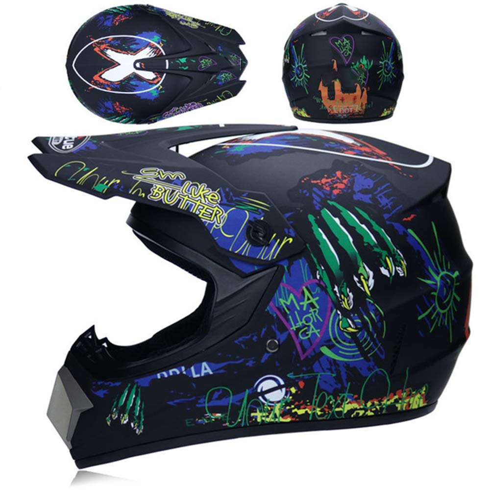 Casco integral de motocross para niños y adultos, casco integral de motocross con gafas, guantes, protección facial