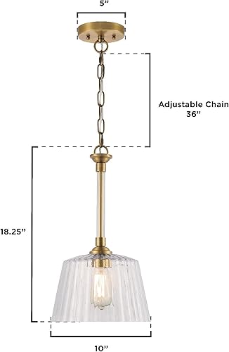 Miniatura 5 de Westinghouse 6130200 Aggie - Colgante transicional de una luz para interiores, acabado de latón cepillado, vidrio acanalado transparente