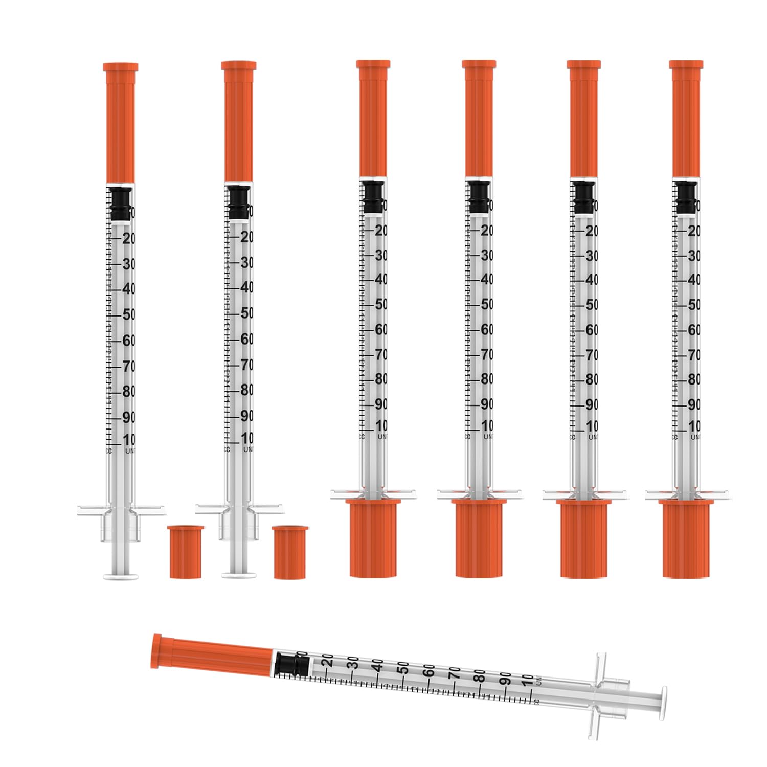 30Pack U-100 1ml/cc Syringe with Needle, 31 Gauge 5/16 Inch(8mm) Needle