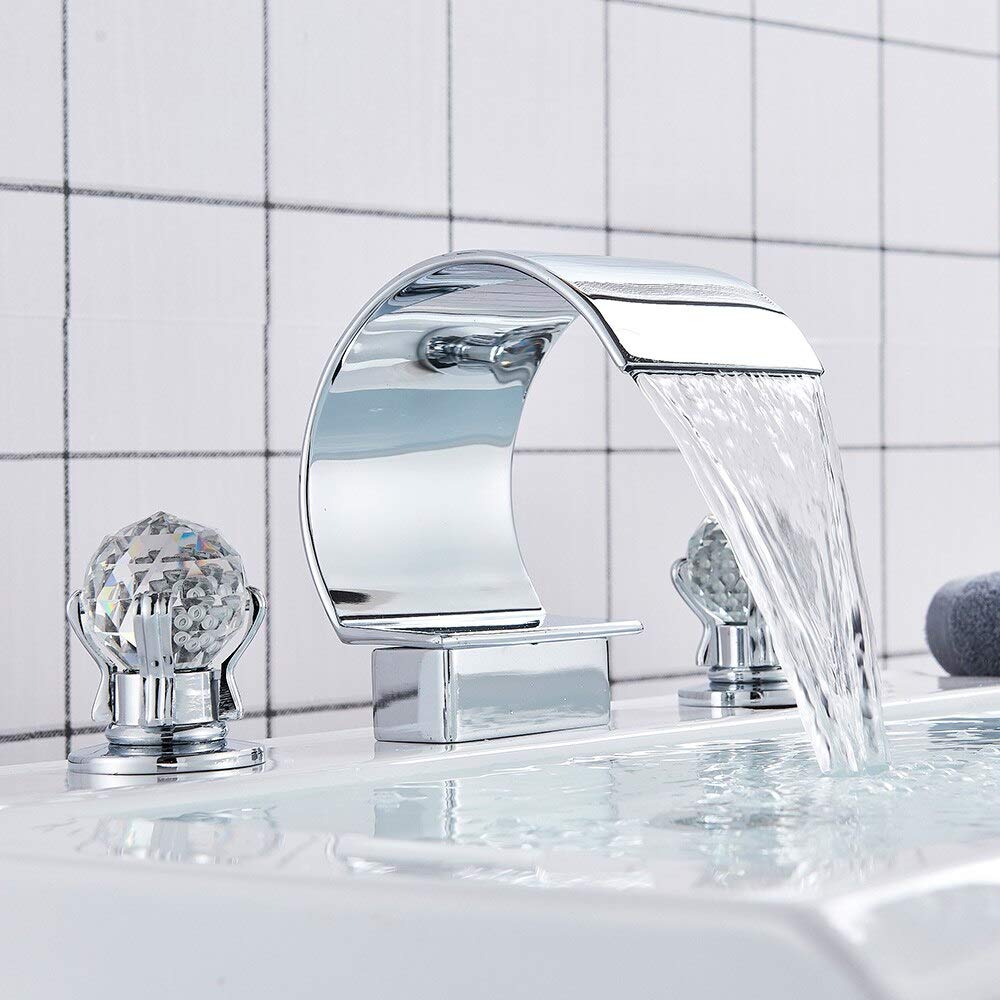 Robinet de salle de bain anti éclaboussures mitigeur cascade large pour évier