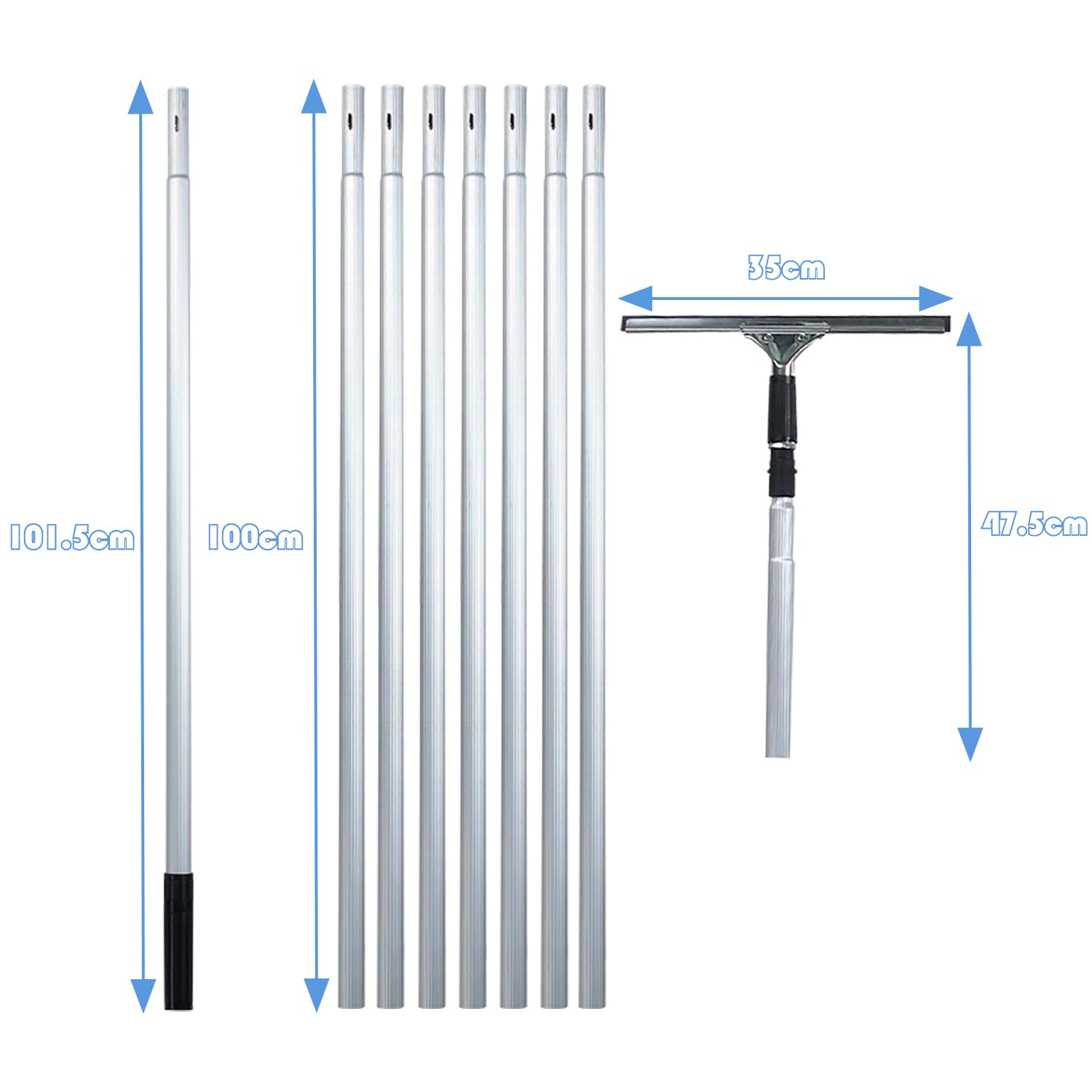 Limpiaparabrisas profesional empalmado y kit de limpieza para ventanas altas y puertas de cristal ajustables [8,5 m]