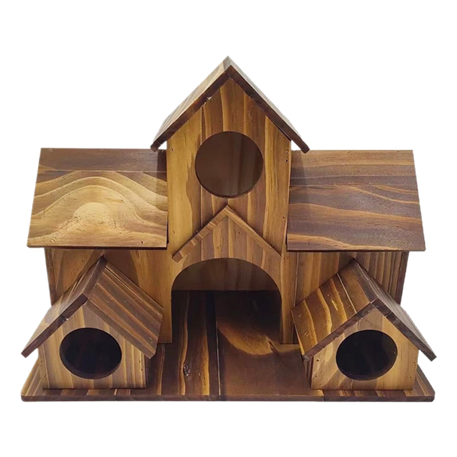 Wooden Bird Houses - Rustic Large Multi-holes Outdoor Wood Cottage - Hanger Wild Bird Nesting House - for Garden Balcony Lawn Porch Patio