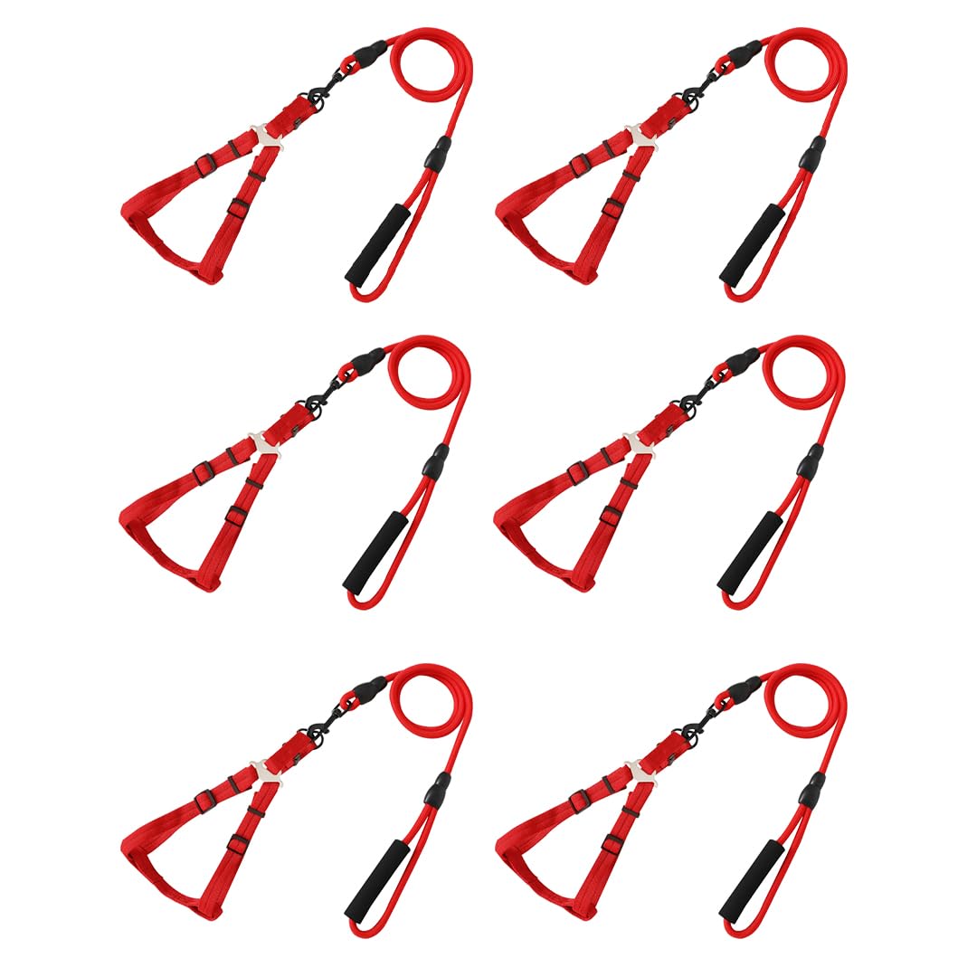 Kuber Industries Dog Harness For Medium Dogs & Leash Set|Premium Metal Hook|PDMGL-005-3|Comfortable Grip|Hand Spliced Belt For Added Strength |PDMGL-005-3| Soft Padding|Stylish Design |Red (Pack Of 6) (B0CVBDCWGX) Amazon Price History, Amazon Price Tracker