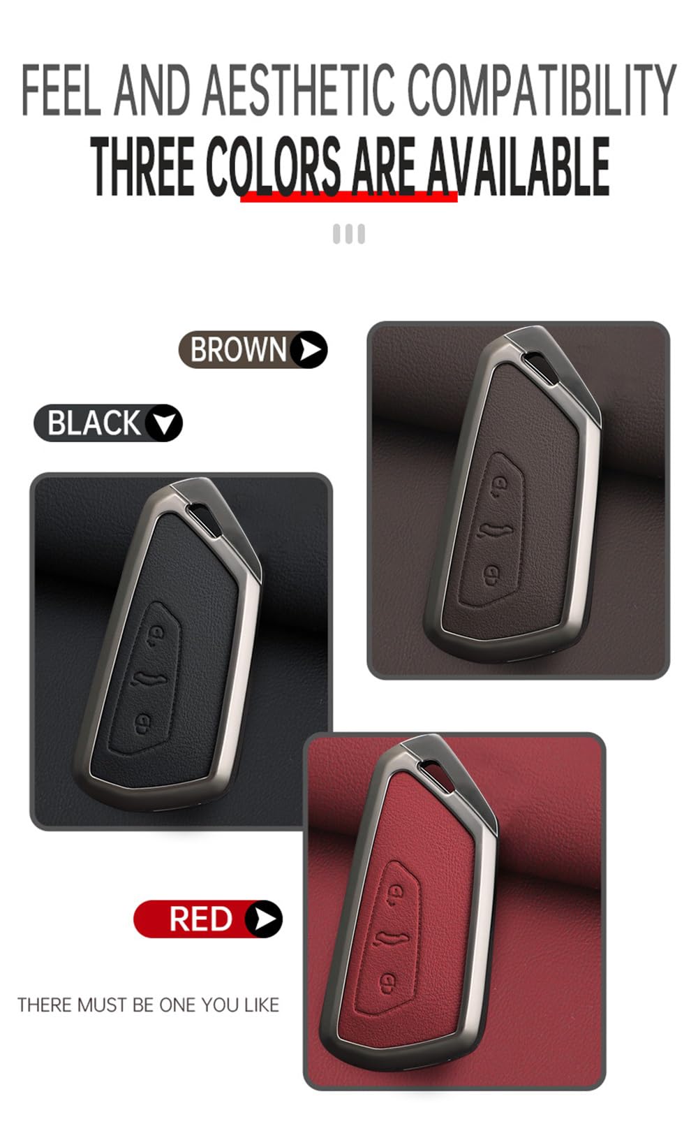 ontto Etui na kluczyki samochodowe, pasuje do VW Golf 8 R, ID4, ID5, ID.7, Seat Leon, FR, MK4, Cupra, Formentor, do Skoda Octavia A8 MK8, ze stopu cynku, skóra, etui ochronne, osłona na klucze,