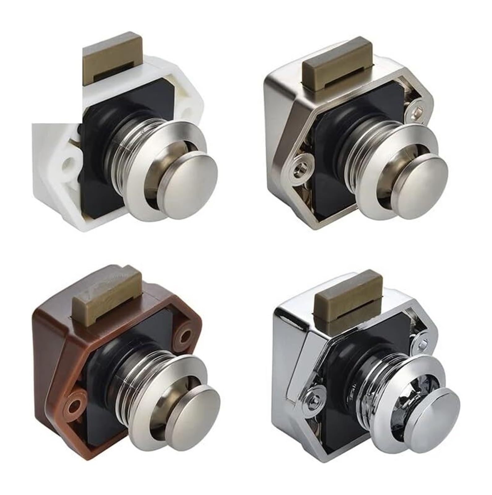 Blokada drzwi 5 szt. Blokada wciskana do samochodu kempingowego 20 mm RV Caravan Boat Motor Home Szafka Szuflada Zatrzask Przycisk Zamki do Okuć Meblowych (Kolor: Duży Biały)(Small Brown)