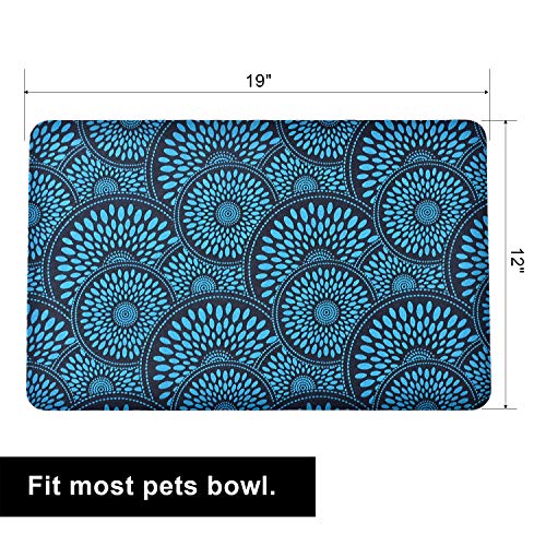 Cosyearn Pet Feeding Mat,Anti-Slip Pet Bowl Mats,Waterproof, BPA Free,Easy Clean,Durable Pet Mats for Food and Water,Multiple Sizes for Dogs and Cats,Small and Large Pet Food Mat (19\"x12\", Blue)
