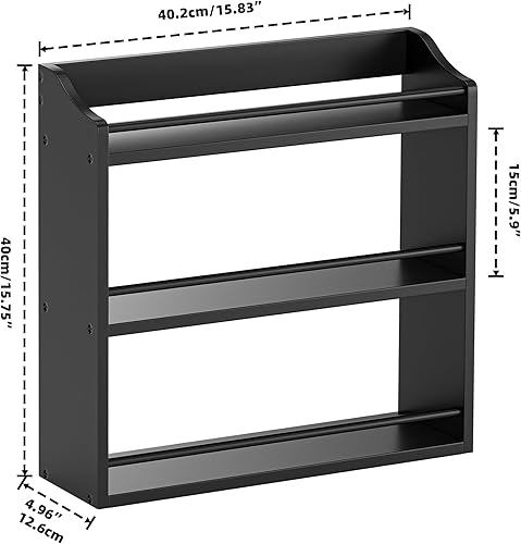 Miniatura 3 de Estante de bambú para especias, soporte de pared o mesa, estante de 3 niveles para organizador de botellas de condimentos, soporte para medicamentos