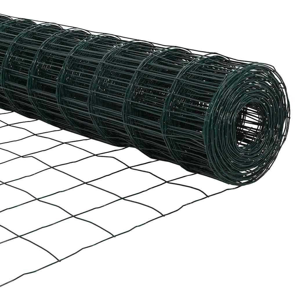 Ogrodzenie euro, zielone 0,6 x 10 m, żelazo powlekane PCW, wytrzymałe ogrodzenie ogrodowe do ogrodu i na taras, trwała bariera dla zwierząt, łatwy montaż bez kopania