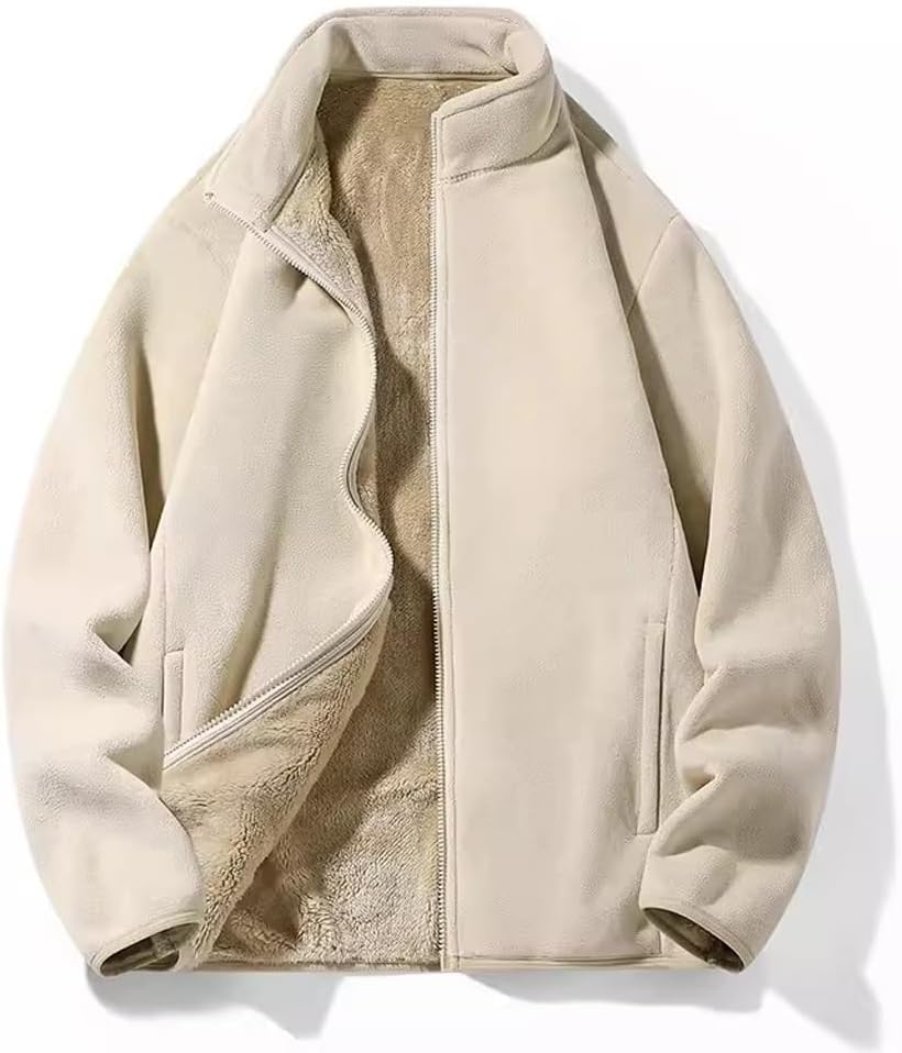 Lamb Cashmere Hoodie men, Winter Fleece Jacket Women, Autumn, Plush Thickened(Apricot,L)