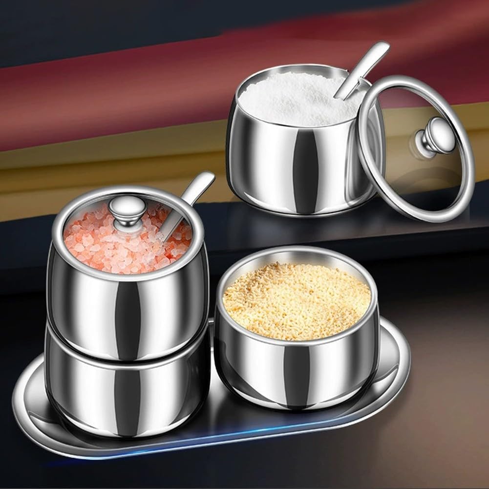 Set Condiments Cuisine 4 Cases avec pour plateau Organisateur