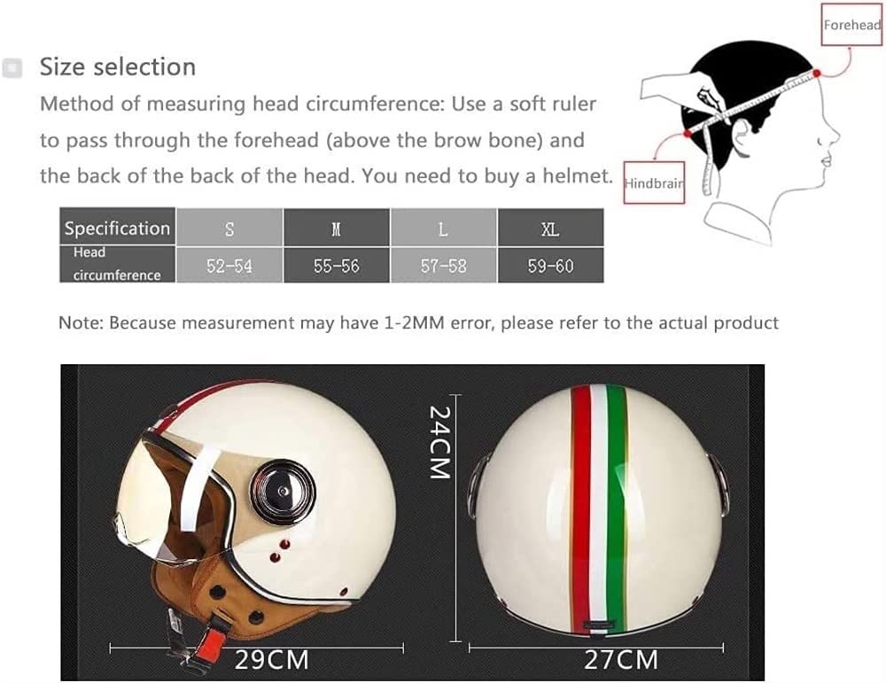 Półkask motocyklowy, półkask Jet-Helmet, otwarty kask z podwójną osłoną przeciwsłoneczną + regulowana klamra Quick Release, do kasku pilota skutera Cruiser Motorower, zatwierdzony przez ECE/DOT (Colo