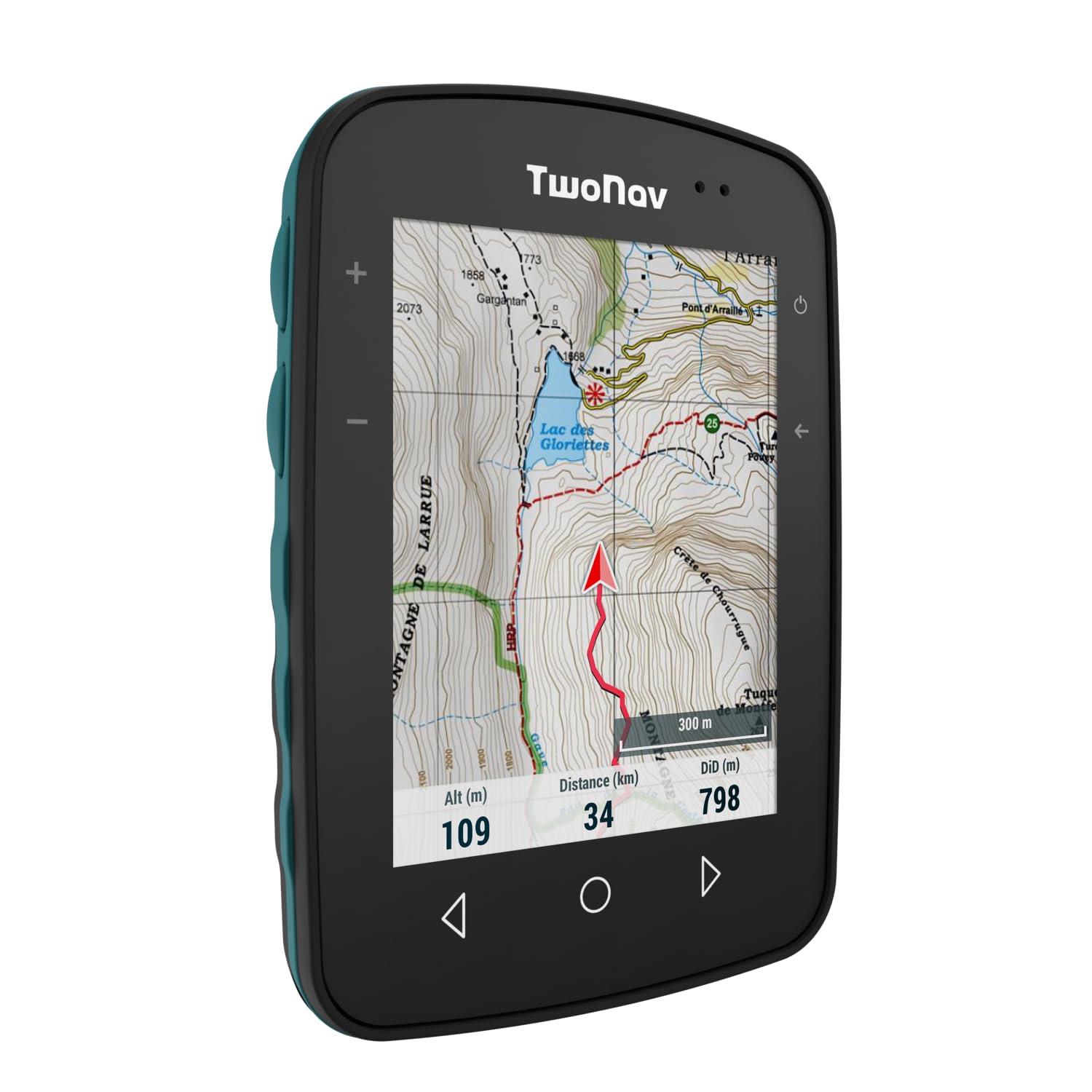 TwoNav Terra + Mapa de Francia IGN Topo Completo, GPS de Deportes con Pantalla Ancha de 3,7 Pulgadas para montaña, Senderismo, Bicicleta con Tarjetas Incluidas. Color Turquesa