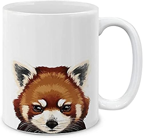 MUGBREW Taza de té de cerámica linda de la taza de café del panda rojo, 11 oz