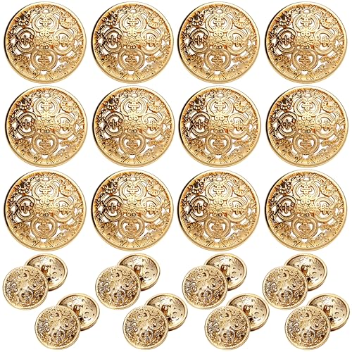 Gold Buttons for Blazer 28pcs Metal Blazer Buttons for Clothes 18mm/0.7IN 23mm/0.9IN Replacement Shank Buttons Sewing for Suit Coat Sweater Jacket DIY Crafts