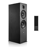 Passive Floorstanding Speaker, 2-Way, Floor-Standing Tower Speaker with 1-Inch Tweeter, Dual 8-Inch Woofers, 600W Peak, 50Hz–20kHz Frequency Response, MDF Enclosure, for Home Audio, Single