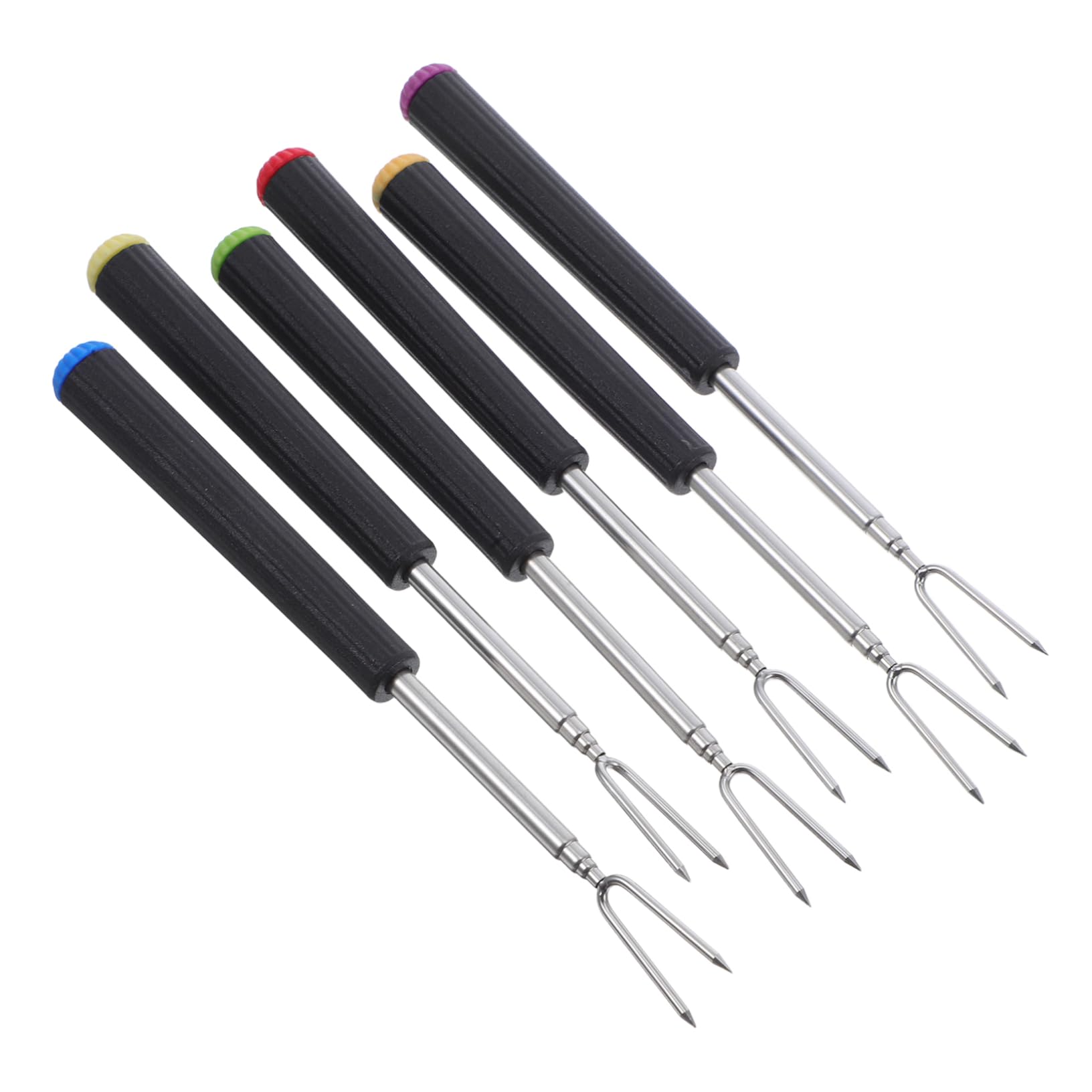 KICHOUSE Versatile 6pcs Fondue Forks Telescoping Feature Stainless Steel Bbq Forks for Roasting Grilling and Fondue Easy to Clean and Carry